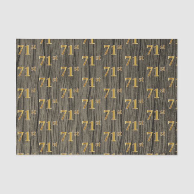Faux Wood, Faux Gold 71st (Seventy-First) Event Tissue Paper (Front)