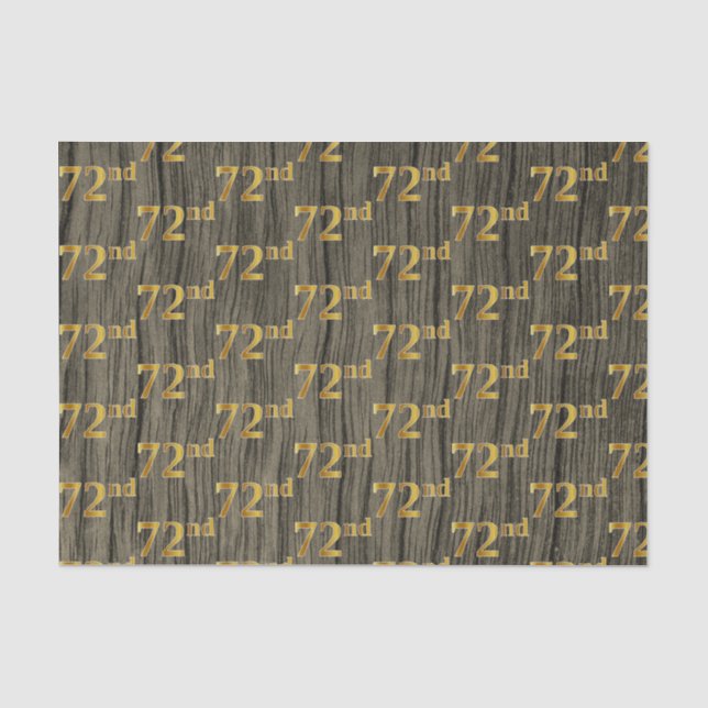 Faux Wood, Faux Gold 72nd (Seventy-Second) Event Tissue Paper (Front)