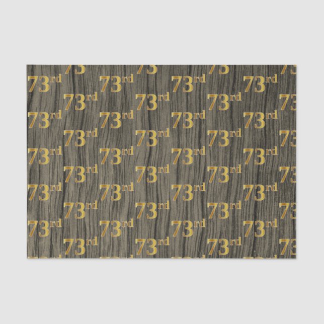 Faux Wood, Faux Gold 73rd (Seventy-Third) Event Tissue Paper (Front)