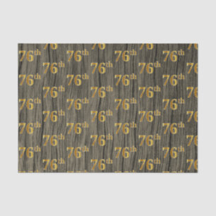 Faux Wood, Faux Gold 76th (Seventy-Sixth) Event Tissue Paper