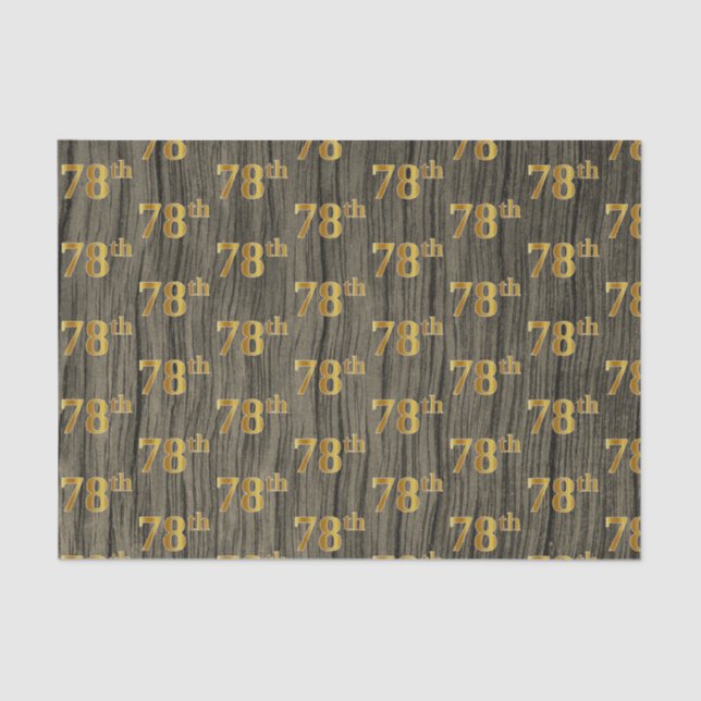 Faux Wood, Faux Gold 78th (Seventy-Eighth) Event Tissue Paper (Front)