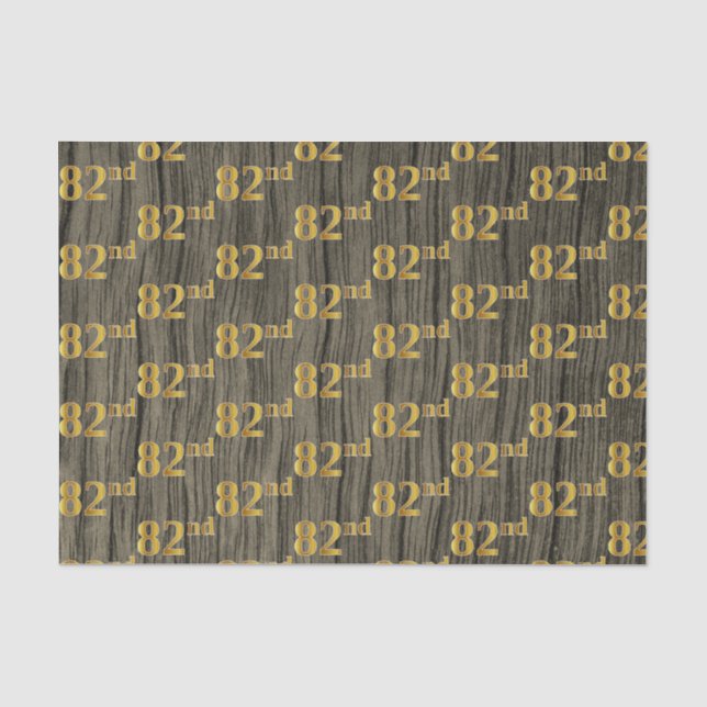 Faux Wood, Faux Gold 82nd (Eighty-Second) Event Tissue Paper (Front)