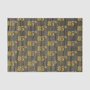Faux Wood, Faux Gold 85th (Eighty-Fifth) Event Tissue Paper