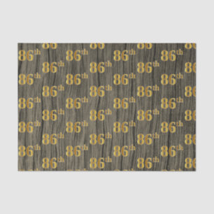 Faux Wood, Faux Gold 86th (Eighty-Sixth) Event Tissue Paper