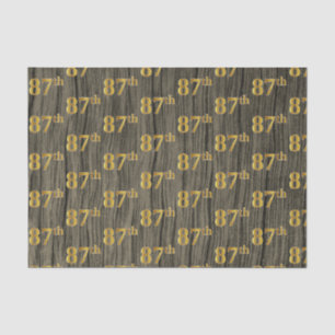 Faux Wood, Faux Gold 87th (Eighty-Seventh) Event Tissue Paper