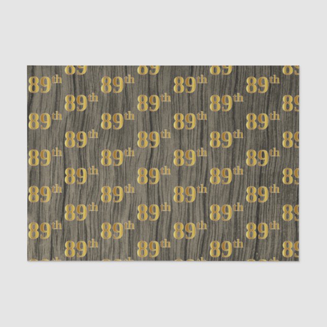 Faux Wood, Faux Gold 89th (Eighty-Ninth) Event Tissue Paper (Front)