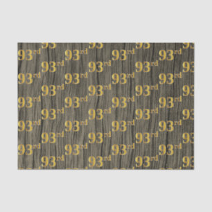 Faux Wood, Faux Gold 93rd (Ninety-Third) Event Tissue Paper