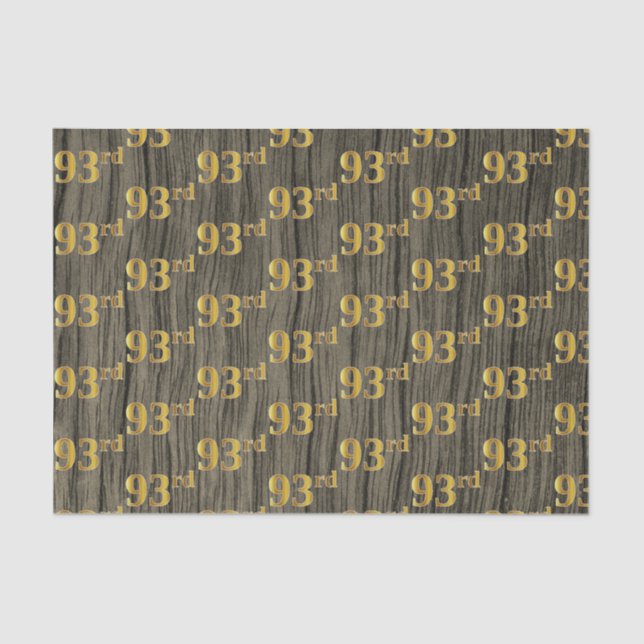 Faux Wood, Faux Gold 93rd (Ninety-Third) Event Tissue Paper (Front)