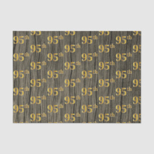 Faux Wood, Faux Gold 95th (Ninety-Fifth) Event Tissue Paper