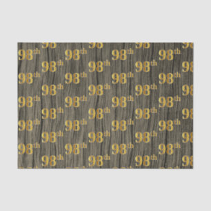 Faux Wood, Faux Gold 98th (Ninety-Eighth) Event Tissue Paper