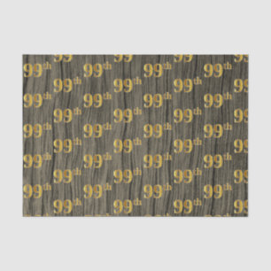 Faux Wood, Faux Gold 99th (Ninety-Ninth) Event Tissue Paper