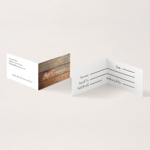 Faux Wood Gift Certificate