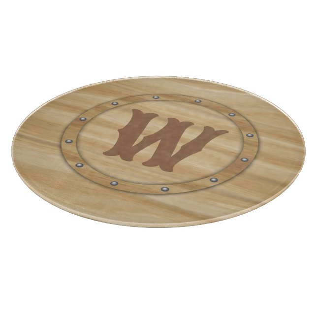 Faux Wood Grain Monogram Cutting Board (Corner)