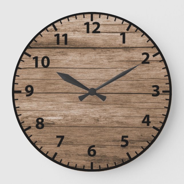 Faux Wood Grain Oak Large Clock (Front)