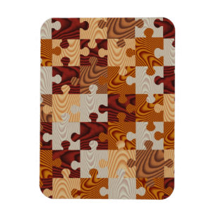Faux wood jigsaw puzzle magnet