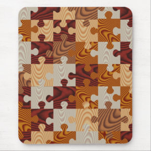 Faux wood jigsaw puzzle mouse pad