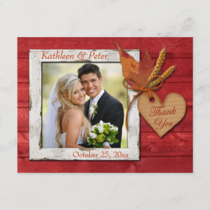 FAUX Wood, Leaves, Heart, Wheat PHOTO Thank You