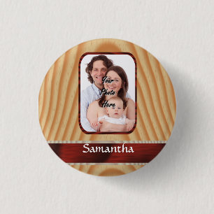 Faux wood photo template 1 inch round button