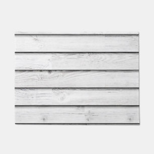 Faux Wood Slats   White   Customizable Doormat