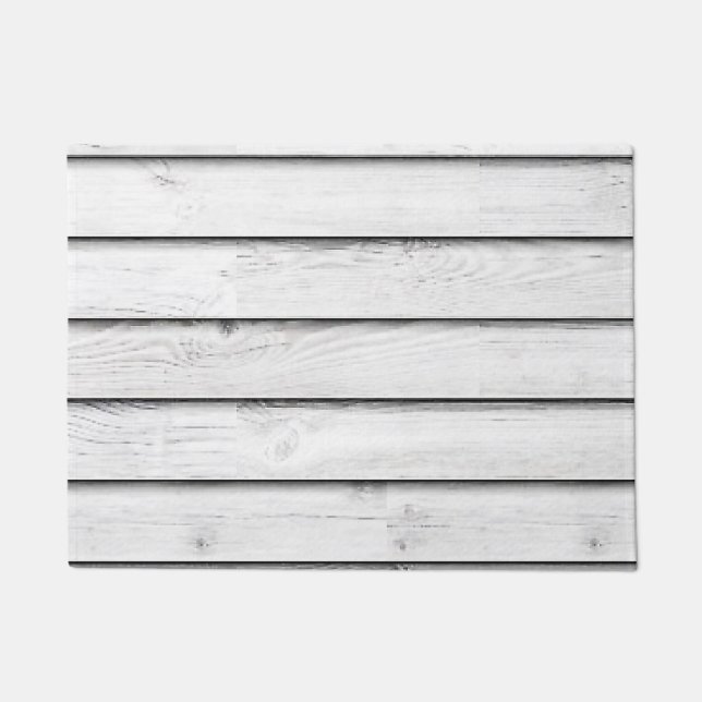Faux Wood Slats | White | Customizable Doormat (Front)