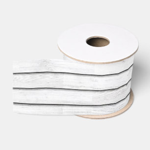 Faux Wood Slats   White   Customizable Grosgrain Ribbon