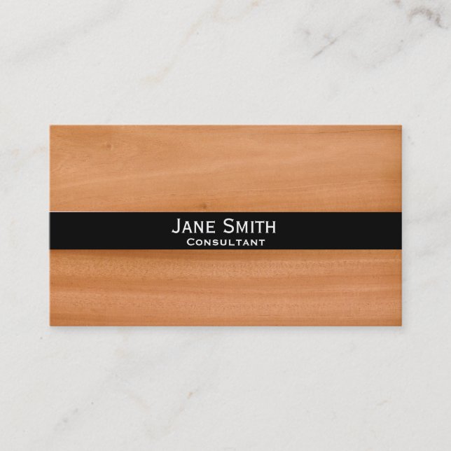 Faux wood stylish modern trendy Consultant Business Card (Front)