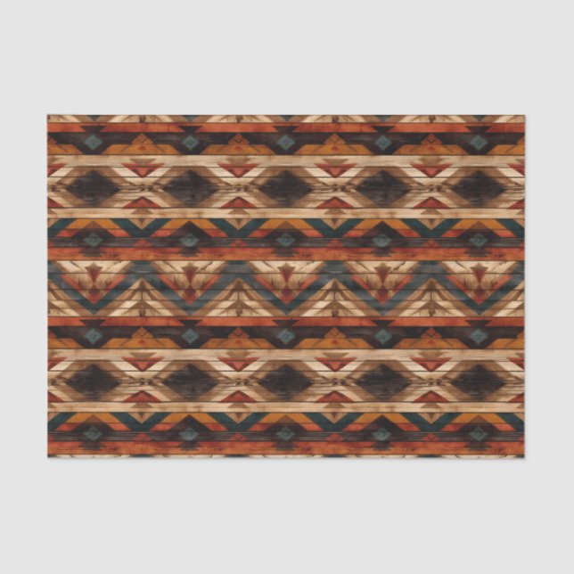 Faux wood tiled Western pattern decoupage  Tissue Paper (Front)