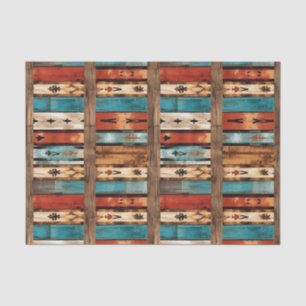 Faux wood tiled Western pattern decoupage Tissue Paper