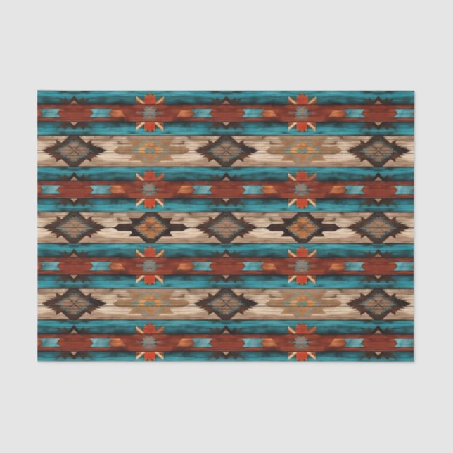 Faux wood tiled Western pattern decoupage  Tissue Paper (Front)