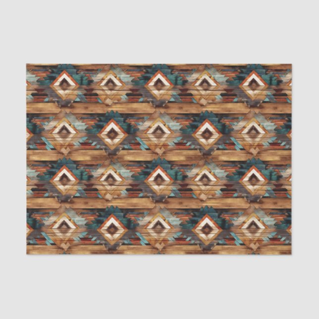 Faux wood tiled Western pattern decoupage  Tissue Paper (Front)