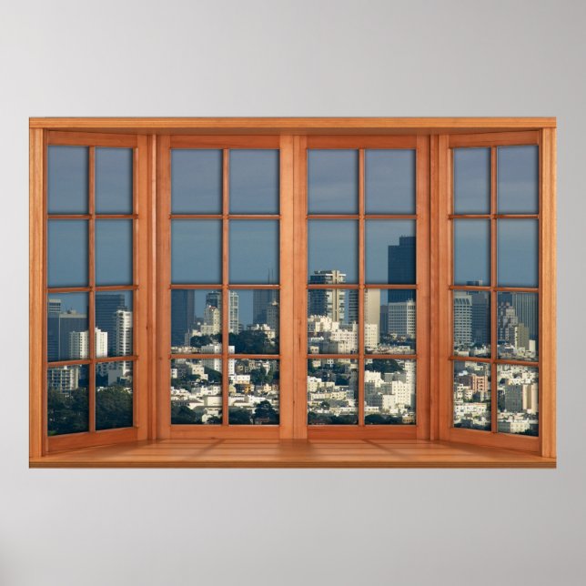 Faux Wooden Bay Window Illusion - San Francisco Poster (Front)