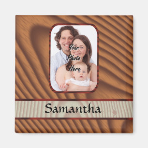 Faux wooden personalized photo magnet
