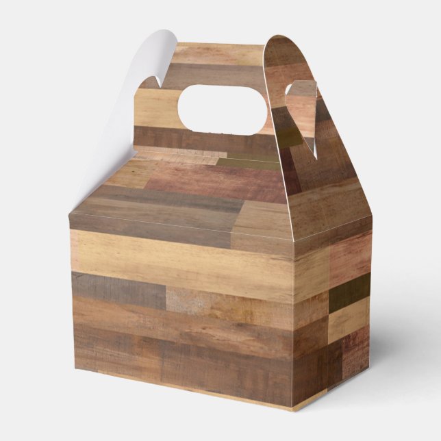 Faux Wooden Plank Timber Design Gable Favor Box (Front Side)