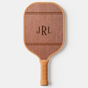 Faux Woodgrain With Monogram Pickleball Paddle