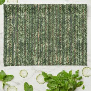 Faux Woven Green Threads Kitchen Towel