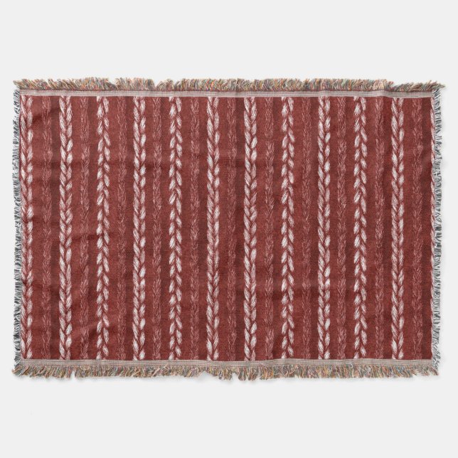 Faux Woven Red Threads Christmas Throw Blanket (Front)