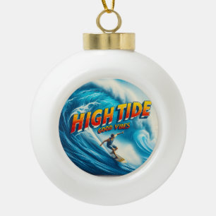 Faux Wrapped Canvas Print Ceramic Ball Christmas Ornament