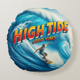 Faux Wrapped Canvas Print Round Pillow