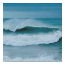 Faux Wrapped Canvas Wave Print