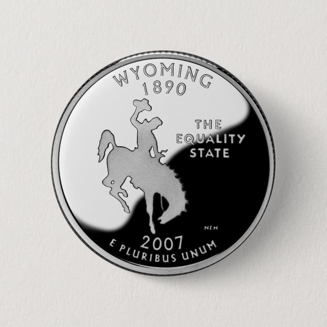 Faux Wyoming State Quarter 2 Inch Round Button (Front)