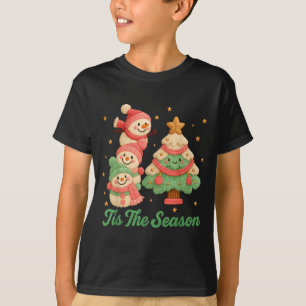 Faux Yarn Crochet Snowman And Christmas Tree T-Shirt