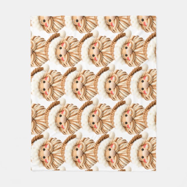 Faux yarn notch-hook Santa face Christmas Fleece Blanket (Front)