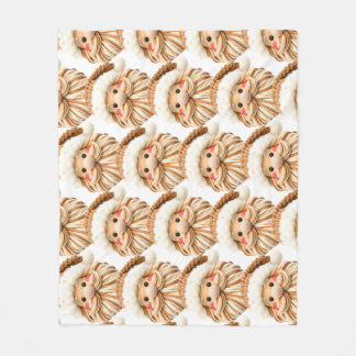 Faux yarn notch-hook Santa face Christmas Fleece Blanket
