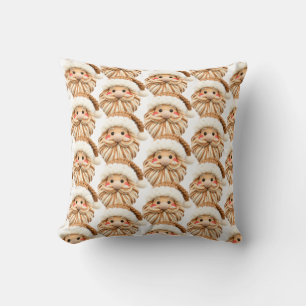 Faux yarn notch-hook Santa face Christmas Throw Pillow