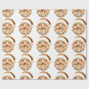 Faux Yarn Notch-Hook Santa Face Christmas Wrapping Wrapping Paper