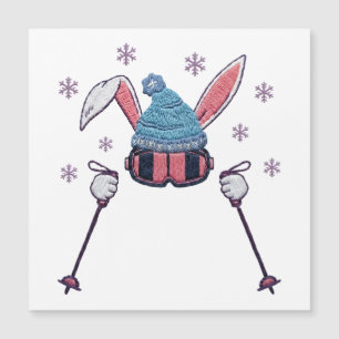 Faux yarn skiing rabbit winter humor