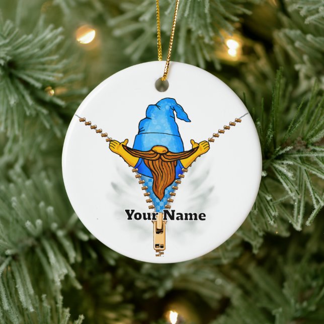  Faux Zipper Gnome Ceramic Ornament (Tree)