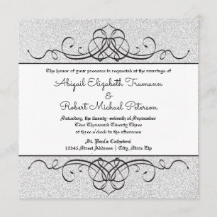FauxGlitter Formal Vintage Flourish-Wedding Invite