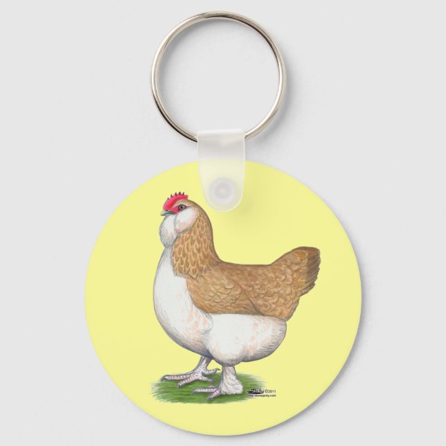 Faverolle Hen Keychain (Front)