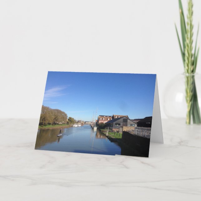 Faversham Creek, England, with Paddle Boarder  Card (Front)